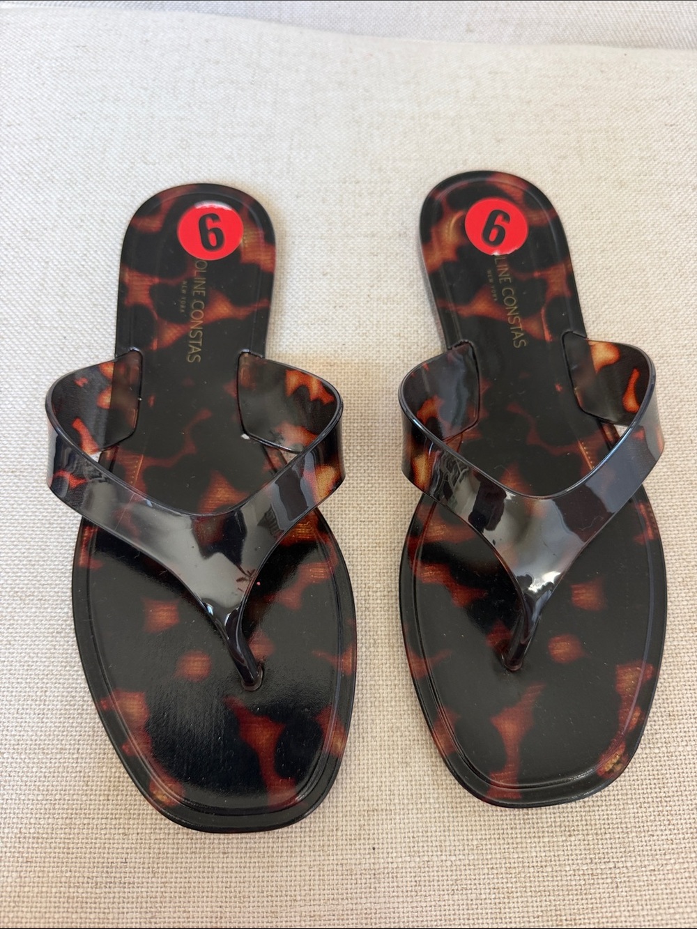 Caroline Constas Tropic Jelly Tortoise Thong Sandals Size 6